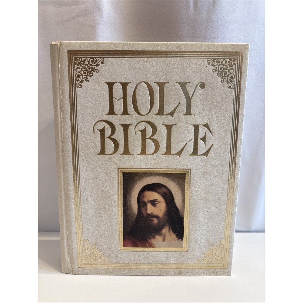 Holy Bible White 1987 King James Version Red Letter Edition Regency, Vintage‎